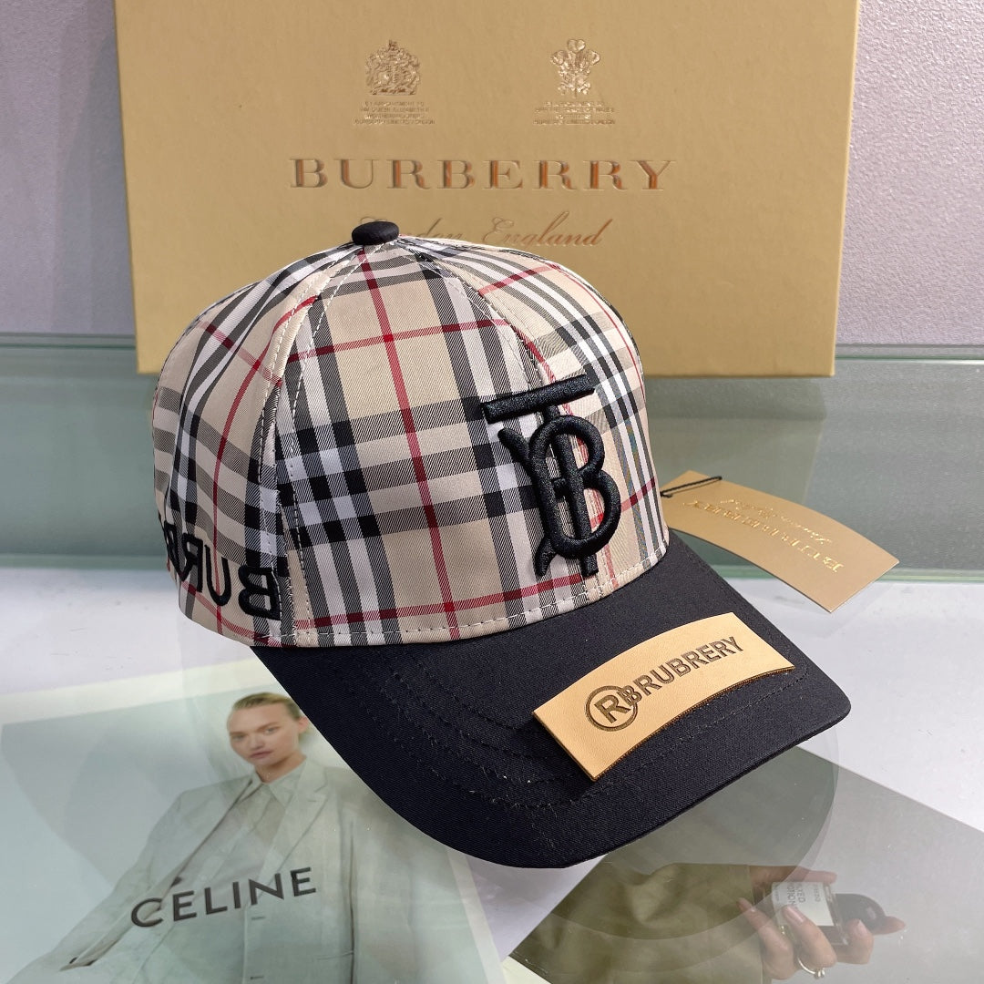 Classic Check Embroidered Letter Baseball Cap