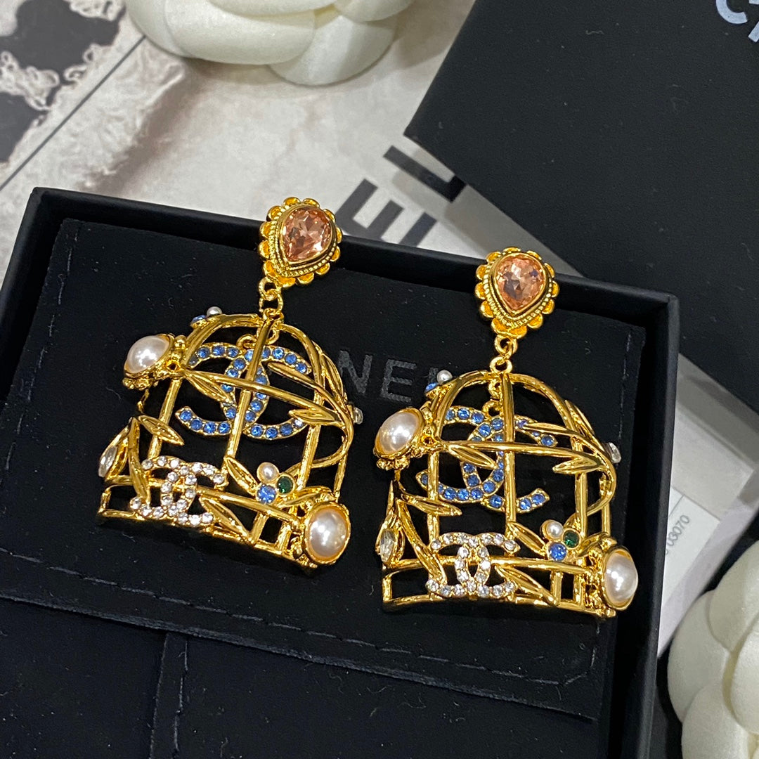 Retor Gold Birdcage Stud Earrings