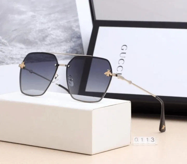 Bee Double Bridge Hexagonal Sunglasses