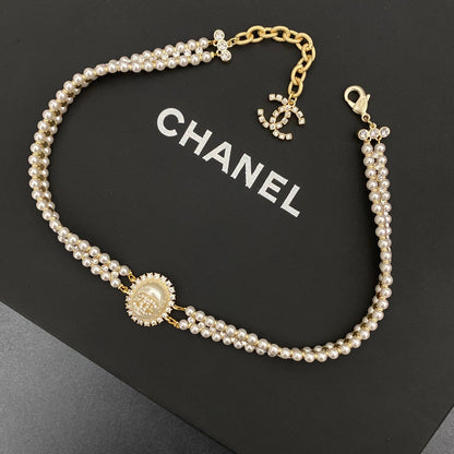 Double Pearl Diamond Choker Necklace