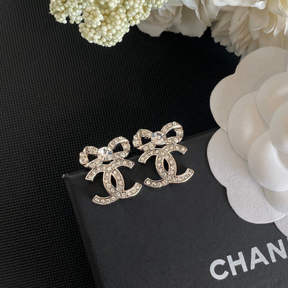 Elegant Bow Diamond Earrings