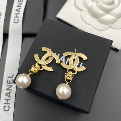 Diamond Pearl Drop Earrings