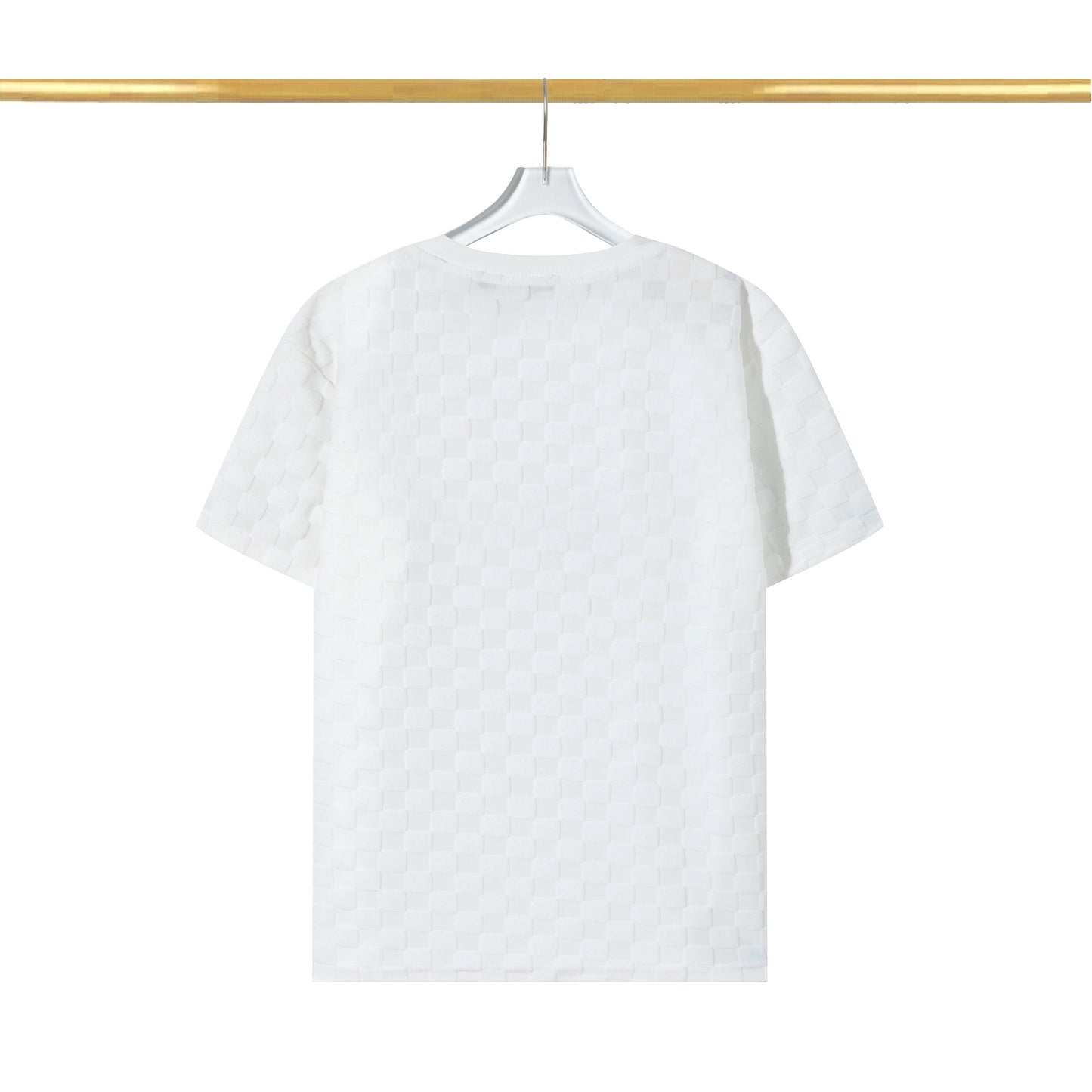 Checkerboard raised fleece cotton T-shirt