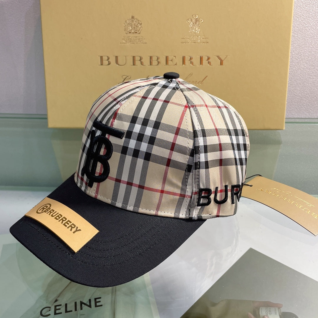 Classic Check Embroidered Letter Baseball Cap