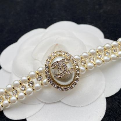 Double Row Pearl Diamond Bracelet