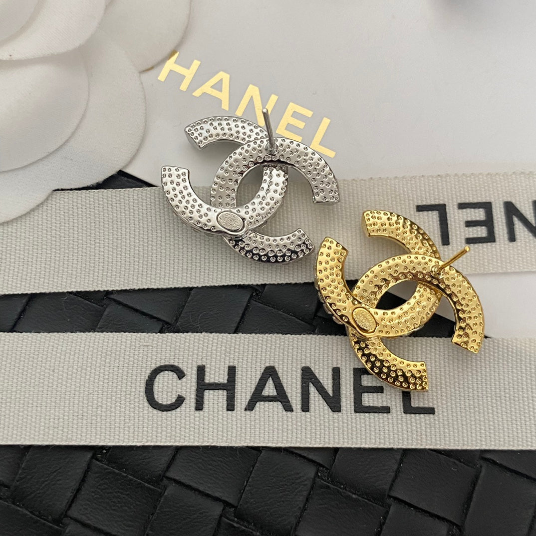 Fashion Crystal Logo Stud Earrings