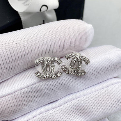 Double C Full Diamond Stud Earrings