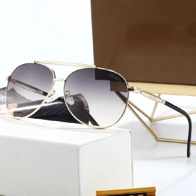 6 Colors Double Bridge Metal Frame Watermark Lens Sunglasses