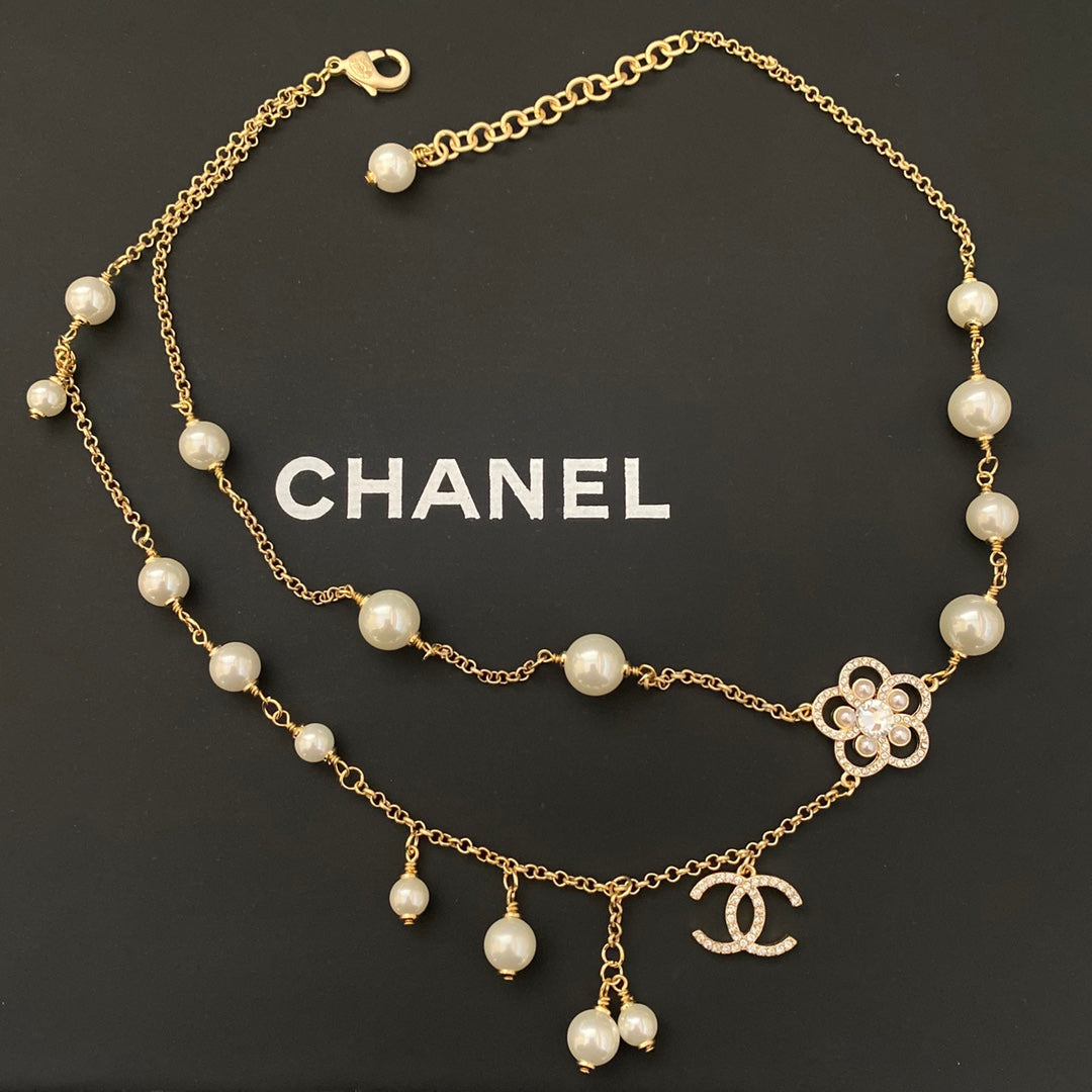 Camellia Pearl Double Layer Necklace