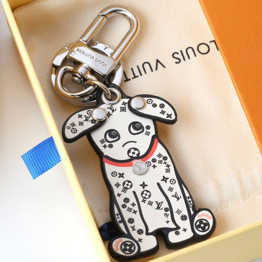 Creative White Spotted Dog Keychain