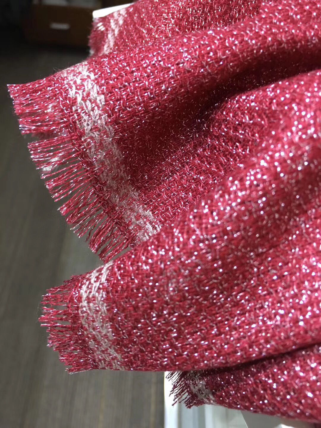 Fine Glitter Stripe Silver Thread Scarf Shawl