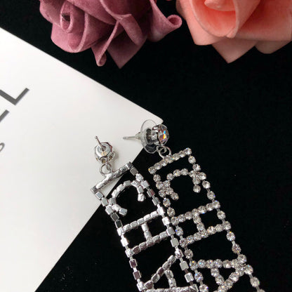 Sparkling Crystal Diamond Long Earrings