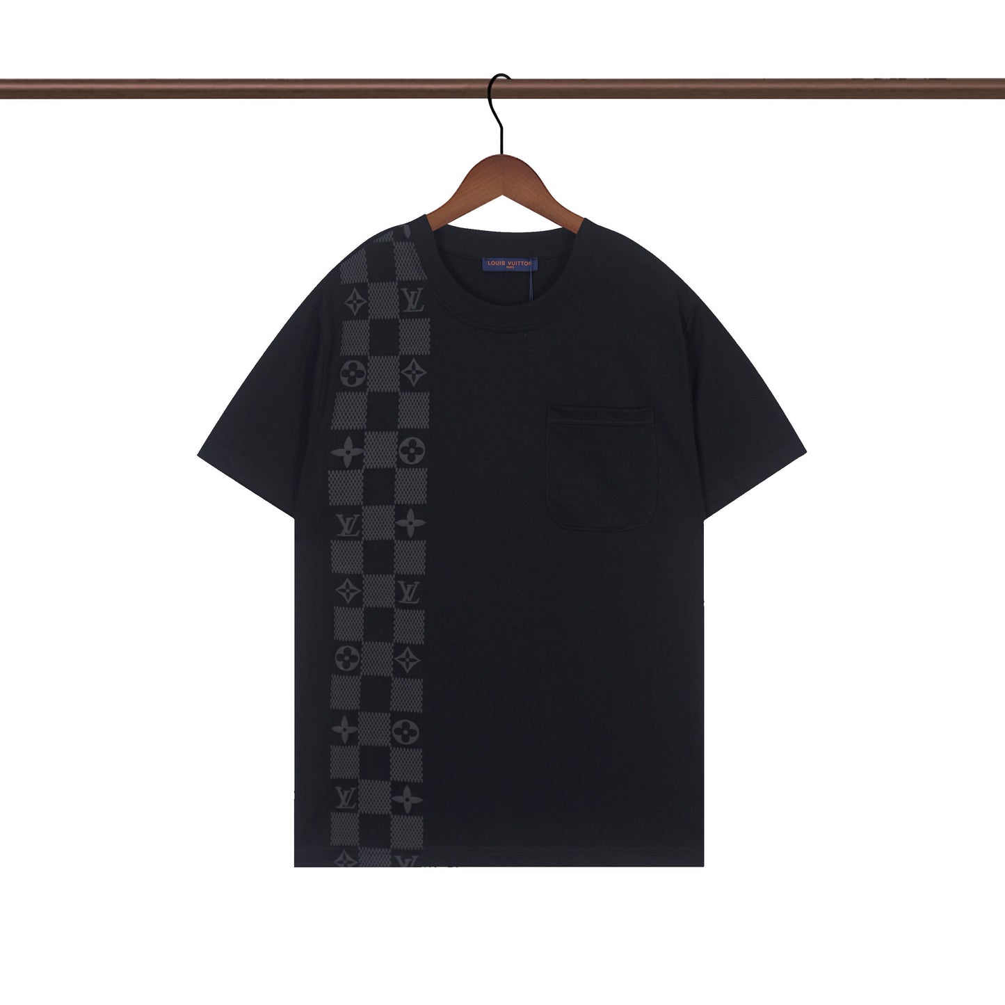 Fashion asymmetric checkerboard T-shirt