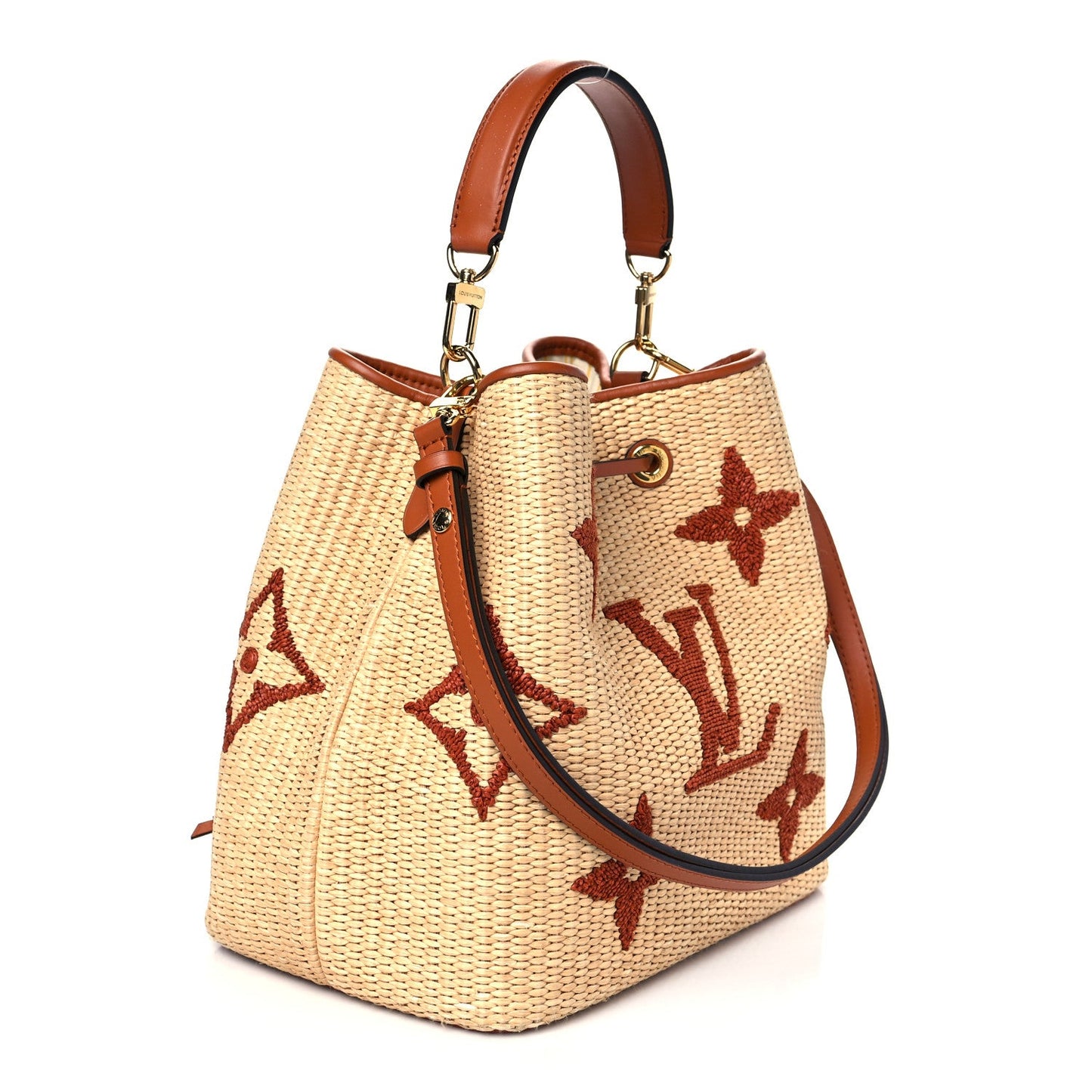 Embossed Straw Bucket Bag