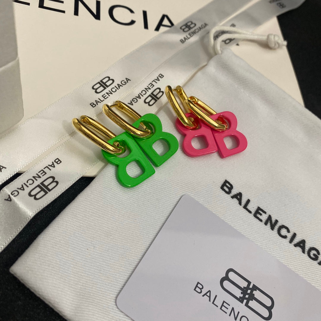 B Letter Logo Drop Earrings