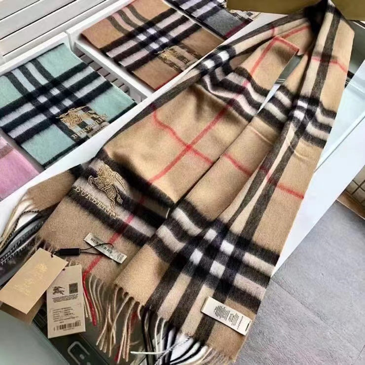 Classic Check Fringed Cashmere Scarf