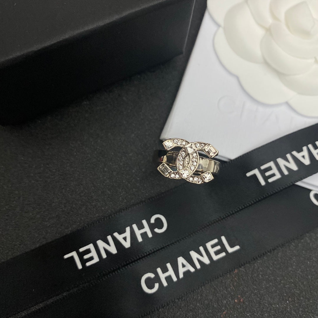 Sparkling Diamond Logo Open Ring