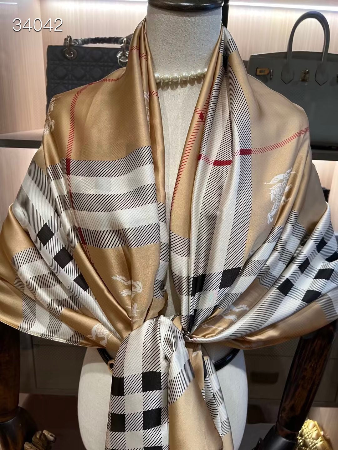 Classic Plaid Silk Scarf