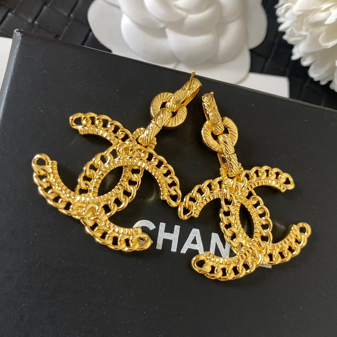 Large Logo Golden Earrings