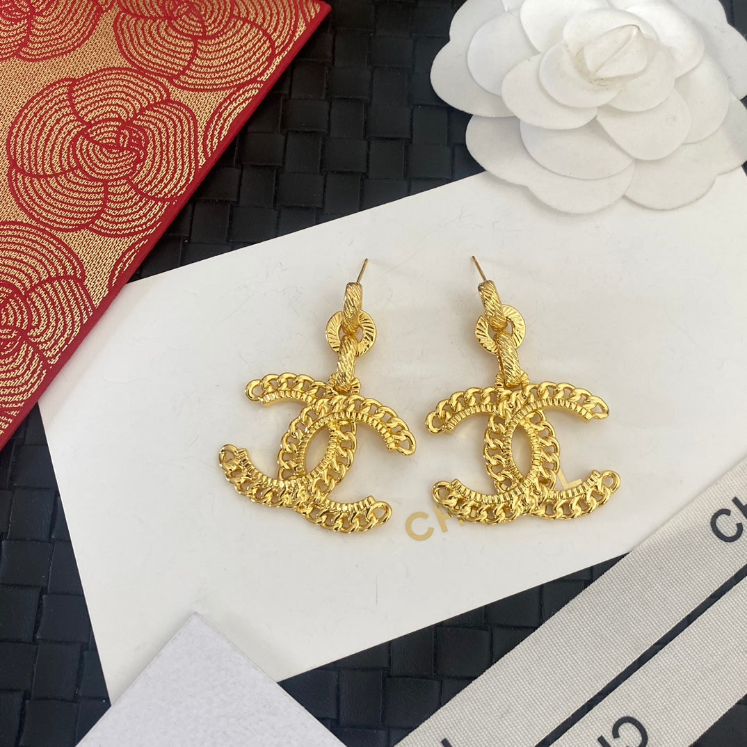 Large Logo Golden Earrings