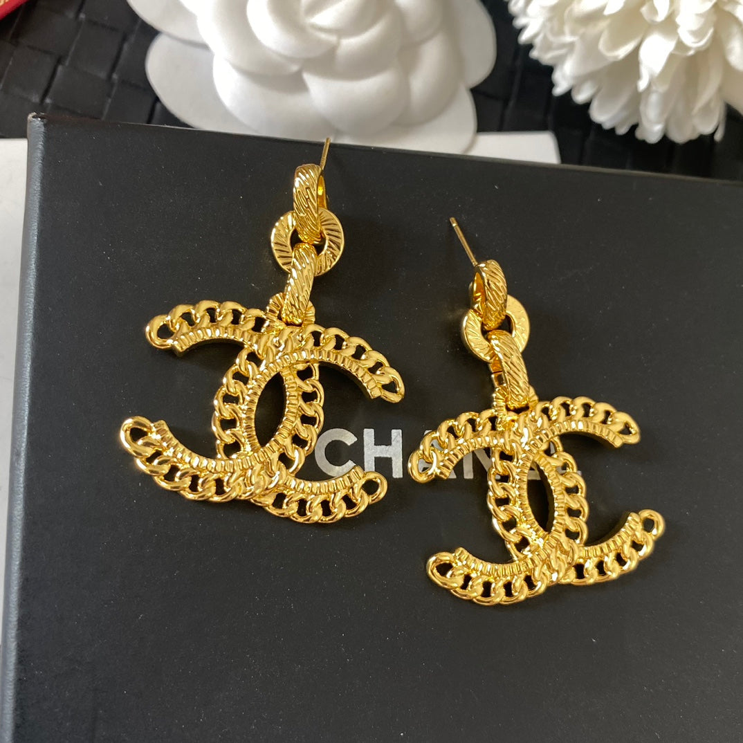 Large Logo Golden Earrings