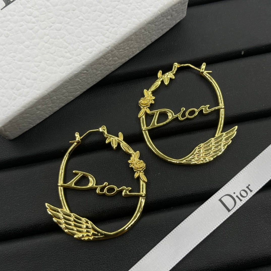 Wings Flowers Letter Earrings