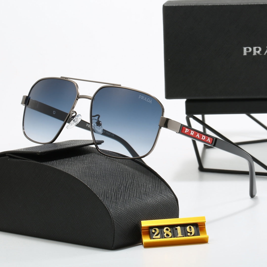 Square Double Bridge Metal Sunglasses