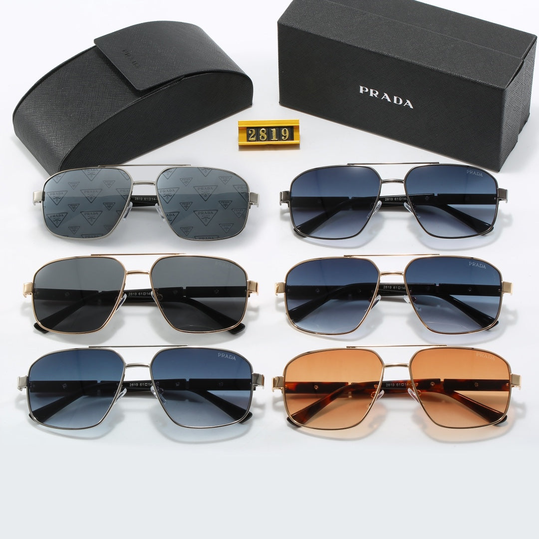 Square Double Bridge Metal Sunglasses