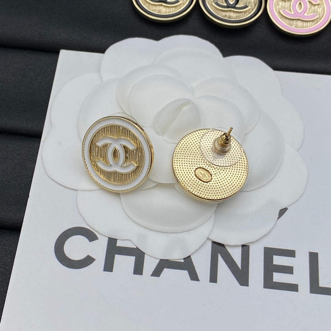 Vintage Round Logo Metal Earrings