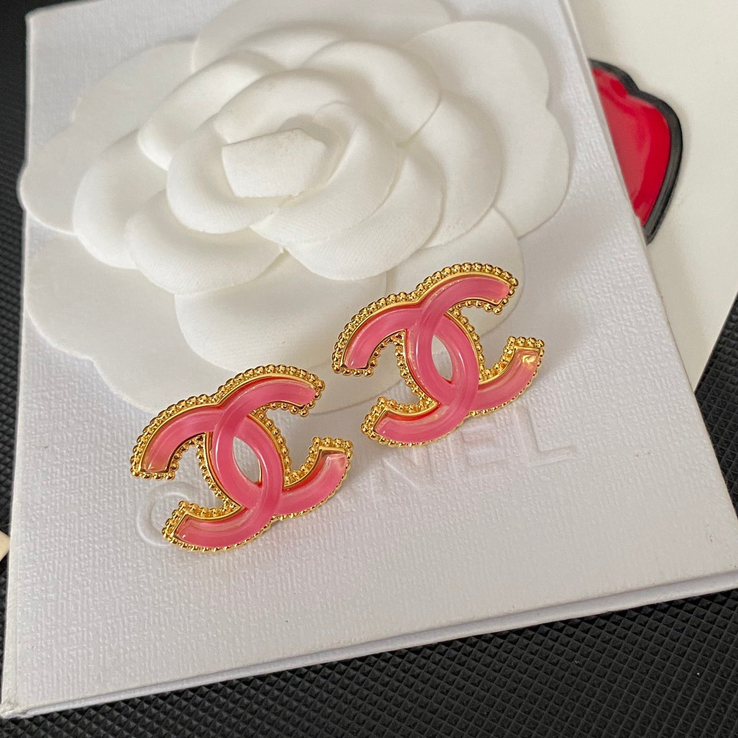 Retro Fashion Pink Logo earrings