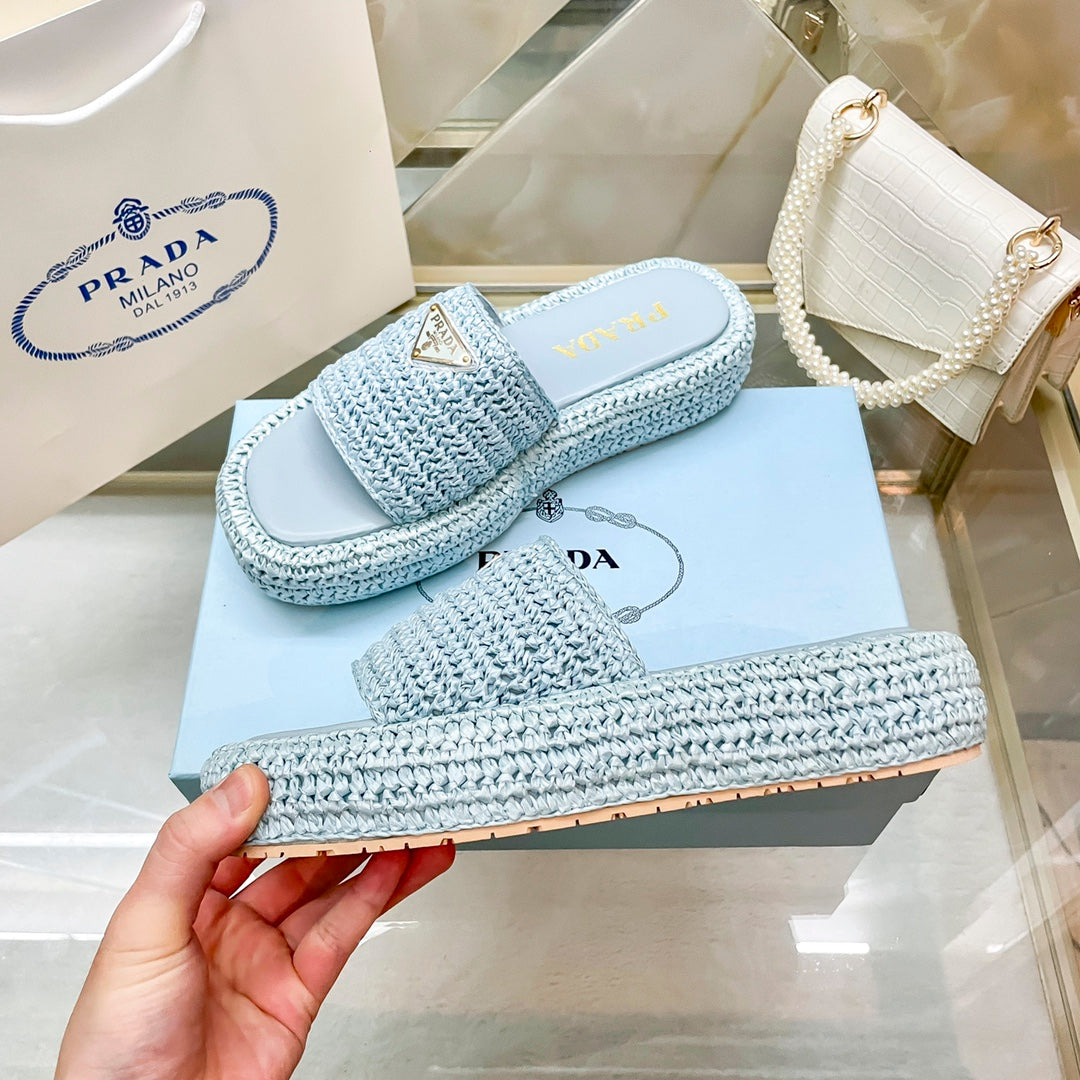 Woven Triangle Logo Slippers