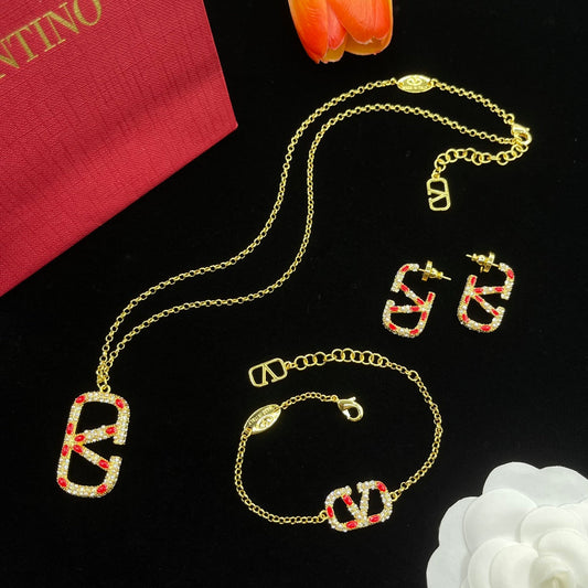 Vintage Gold Diamond Logo Jewelry Set