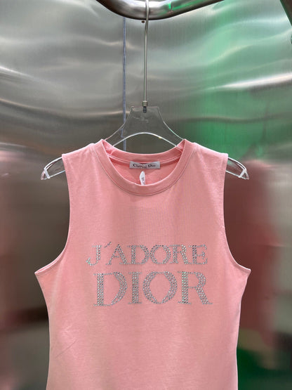 Pink SECOND-HAND STYLE VINTAGE HOT DIAMOND SLEEVELESS VEST T-SHIRT