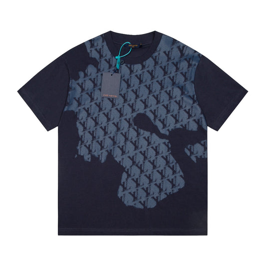 Dark blue all over print T-shirt