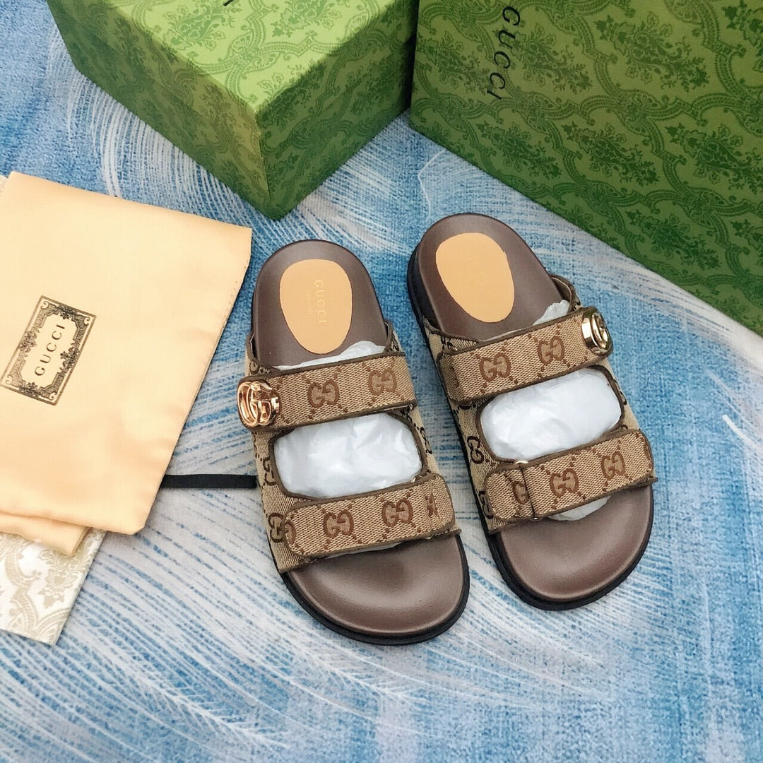 Vintage G Embossed Velcro Sandals