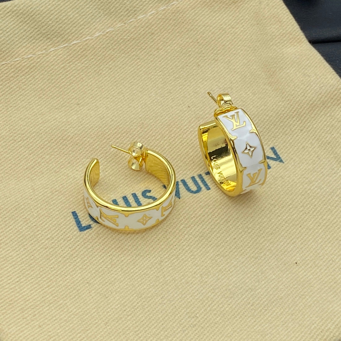 Embossed Enamel Half Hoop Earrings