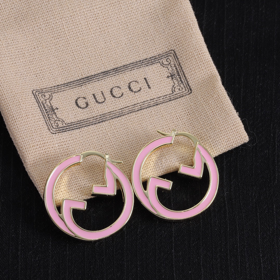 Enamel Cut-out Round Hoop Earrings