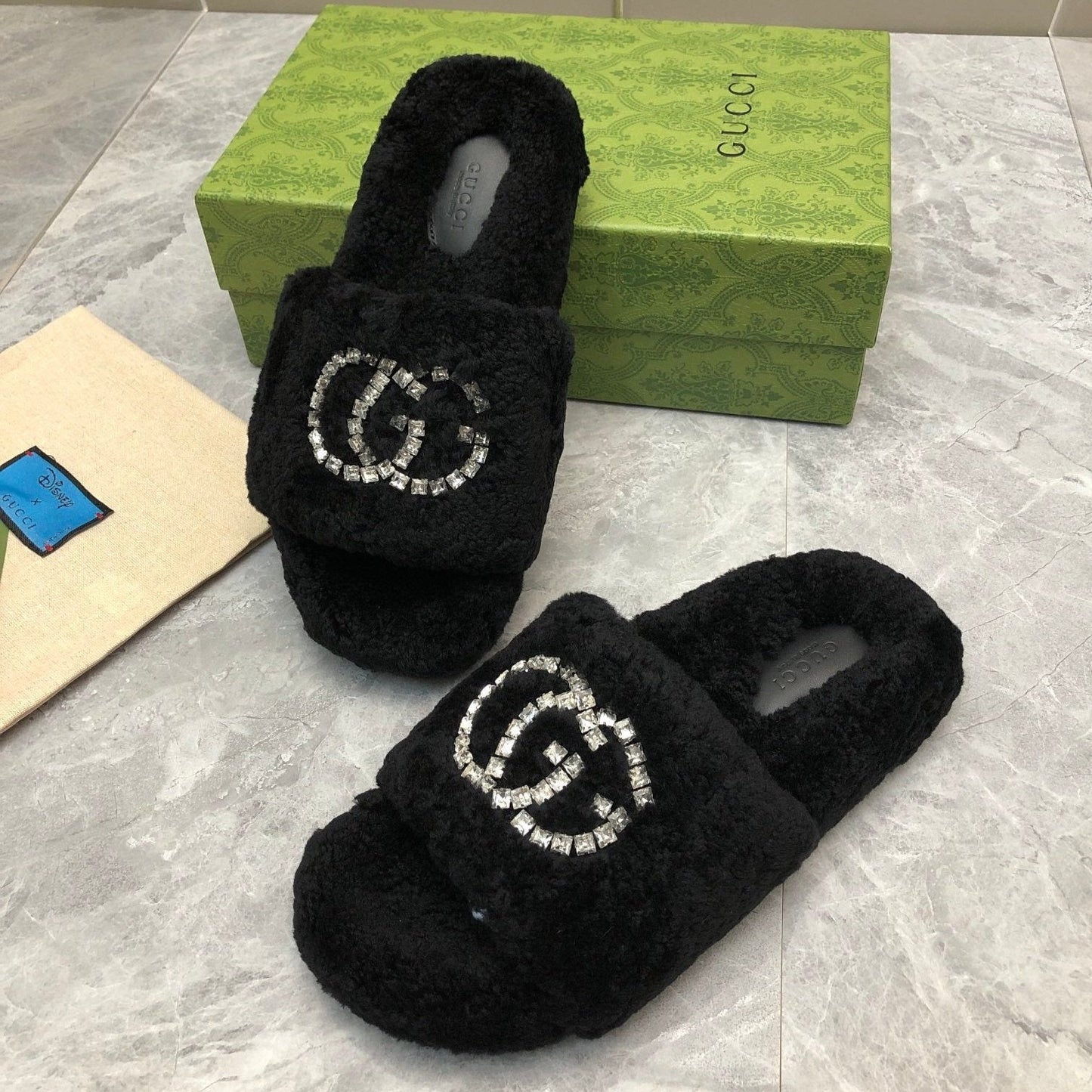 New Rhinestone Wool Slippers