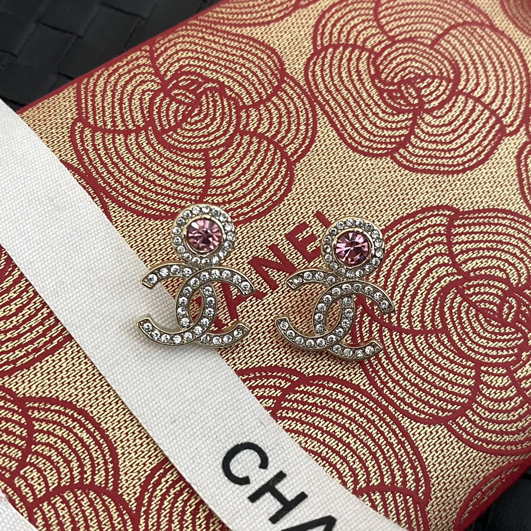 Pink Rhinestone Earrings