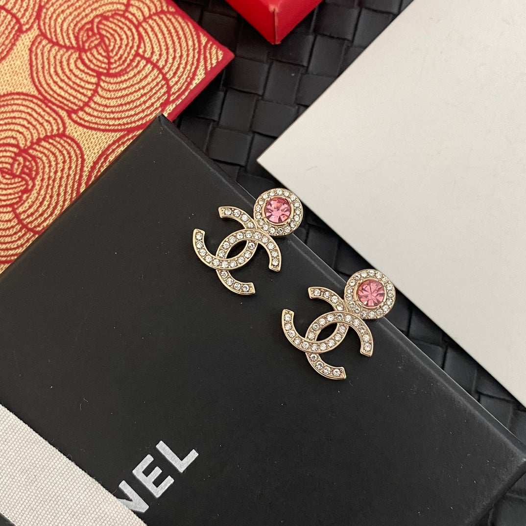 Pink Rhinestone Earrings