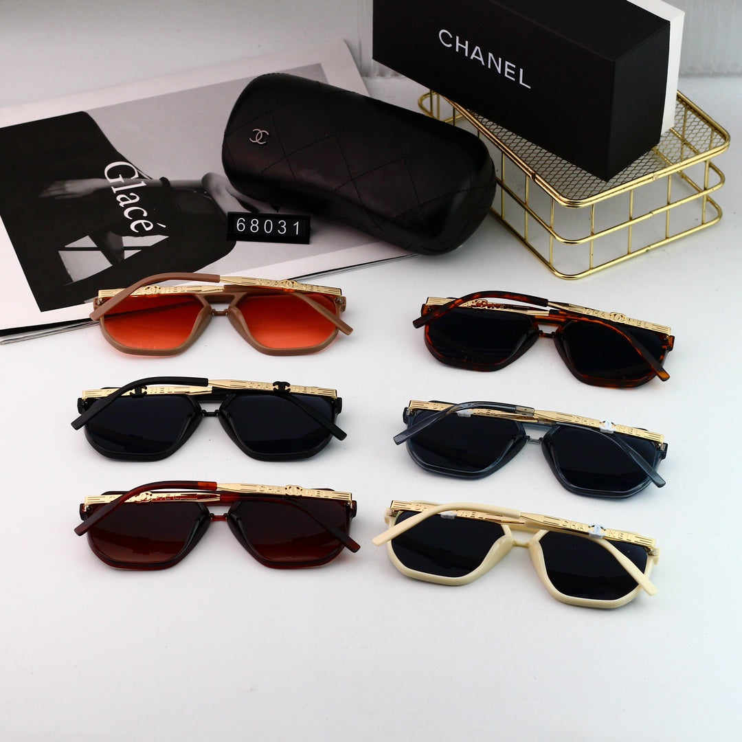 Fashion Letter Logo Large Frame Metal Sunglasses