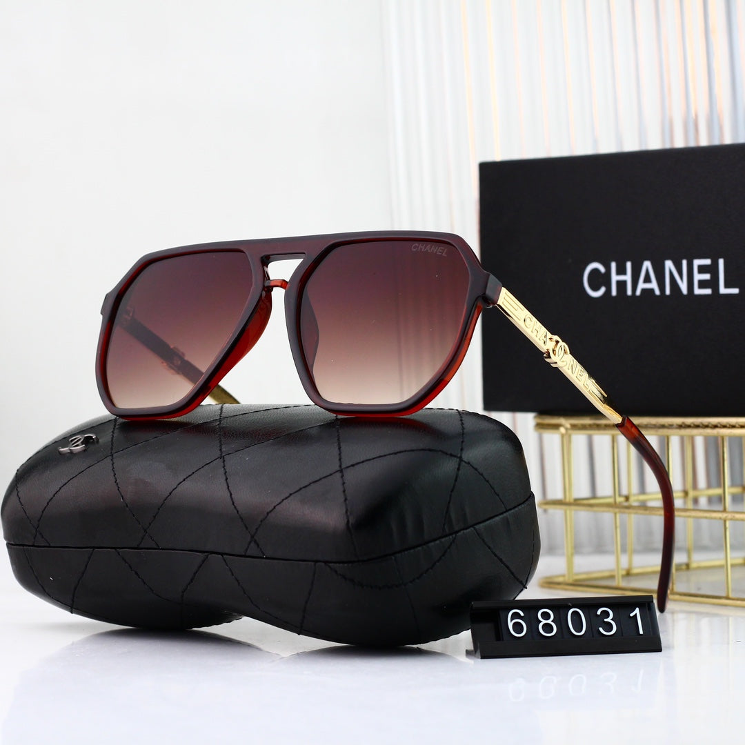 Fashion Letter Logo Large Frame Metal Sunglasses