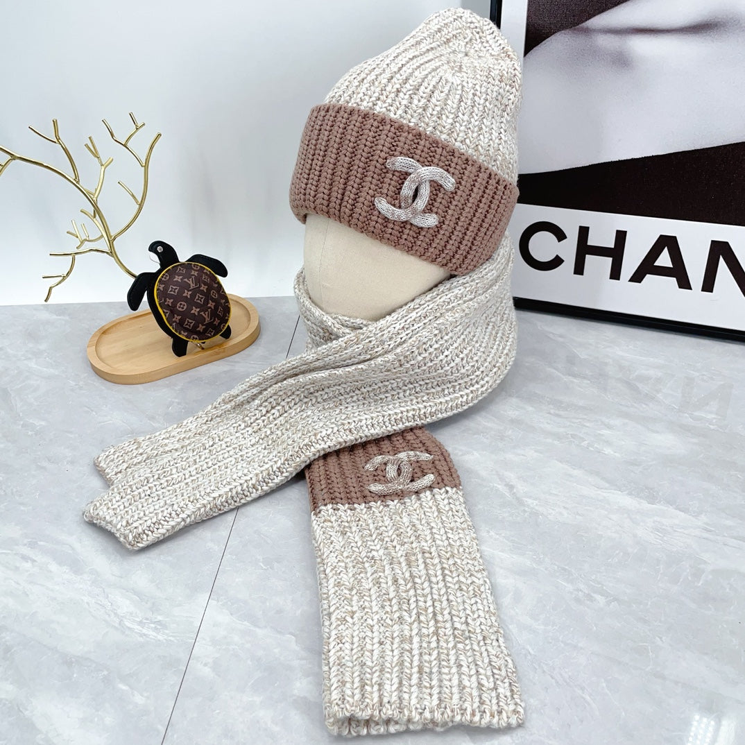 Fashion Knitted Hat + Scarf Set