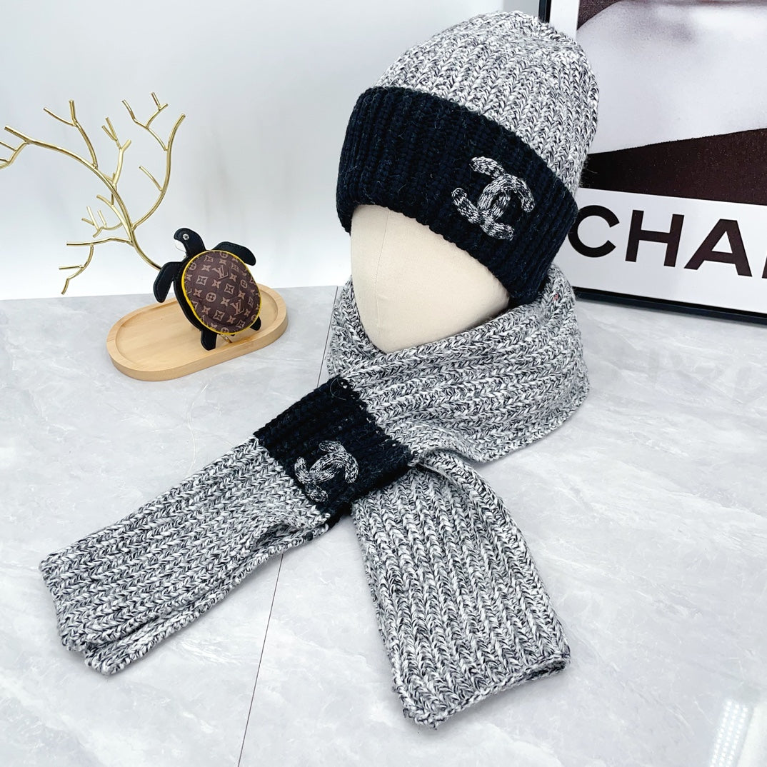 Fashion Knitted Hat + Scarf Set