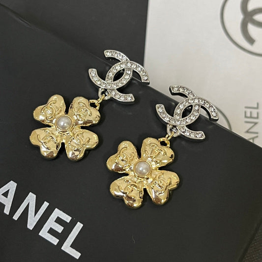 Elegant Floral Pendant Logo Earrings