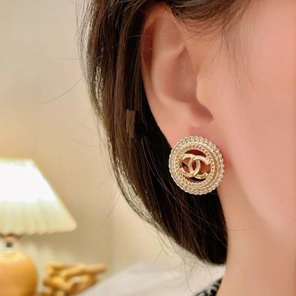 Fashion Round Logo Earrings