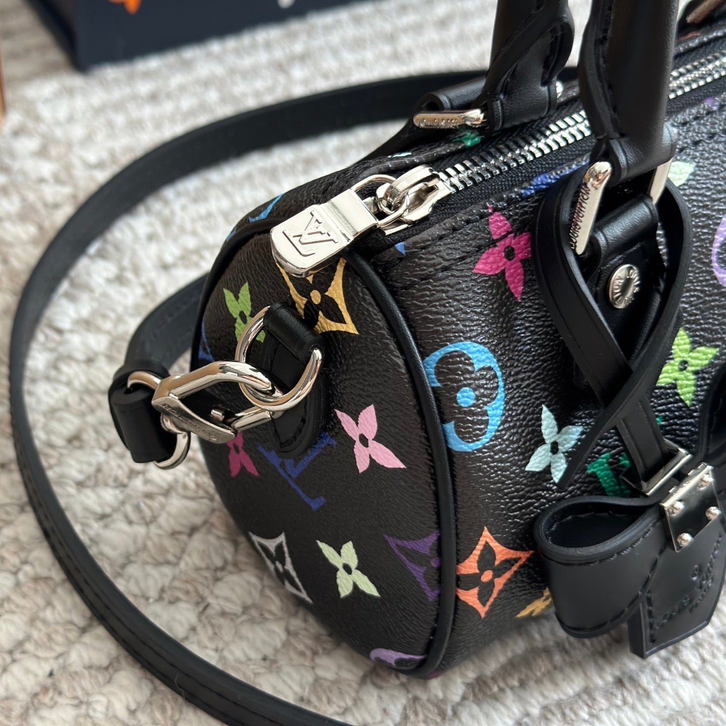 Colorful Embossed Black Bow Bag