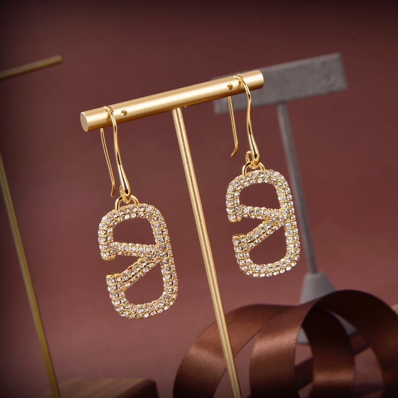 Full Diamond Logo Signature Metal Earrings