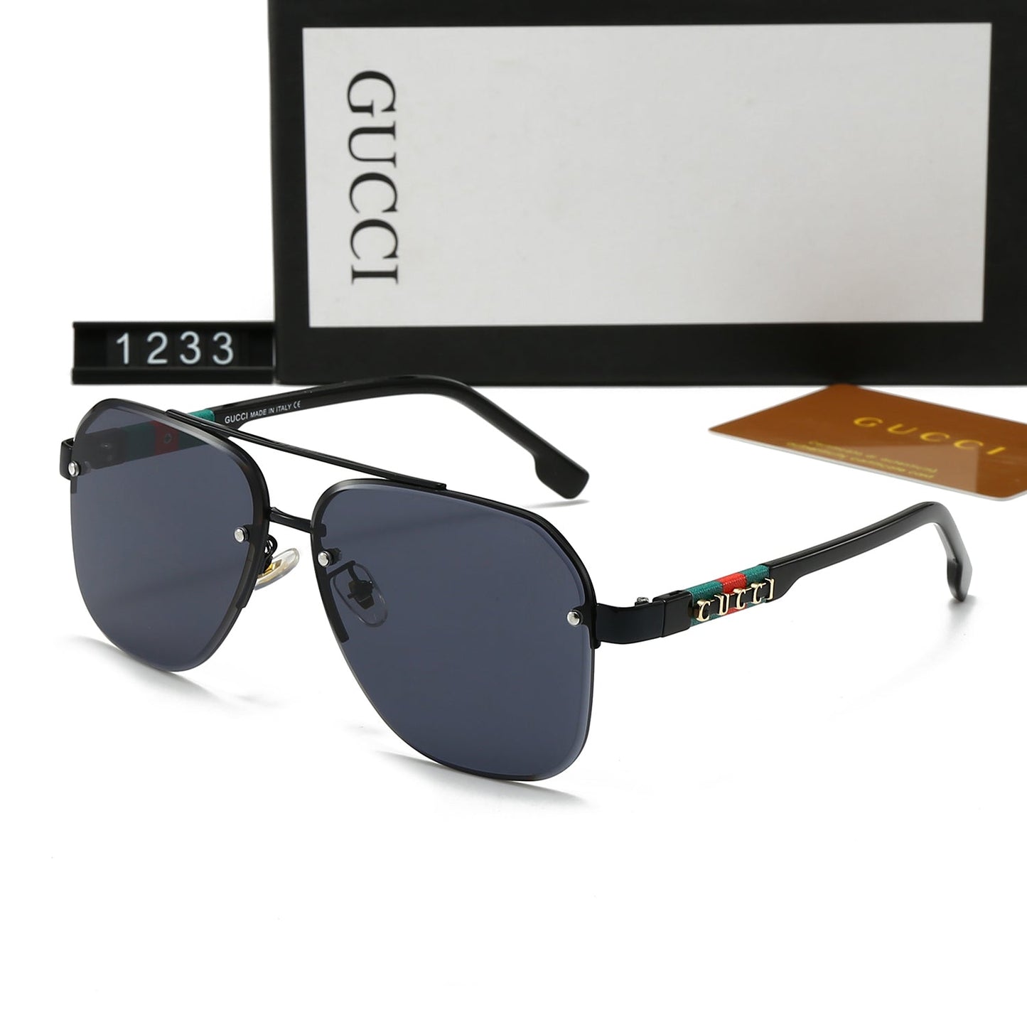 Unisex Double Bridge Letters Metal Sunglasses