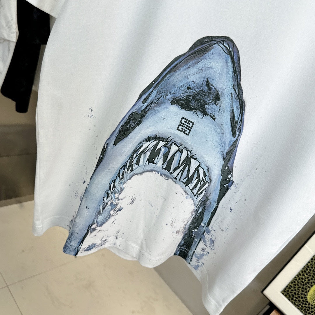 Blue Shark  Print T Shirt